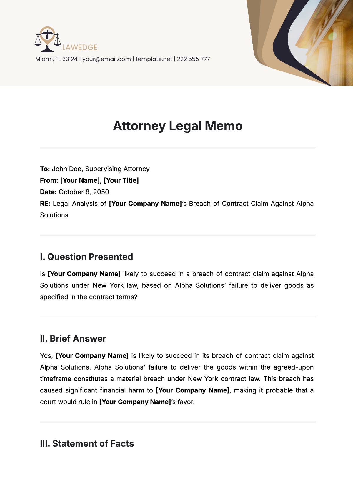 Sample of Legal Memo Template Sample of Legal Memo Template