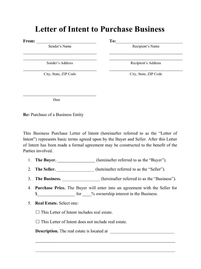 Sample of Letter of Intent to Purchase a Business Sample of Letter of Intent to Purchase a Business