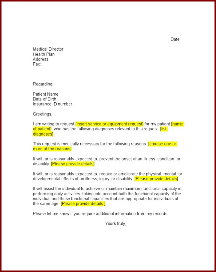 Sample of Letter of Medical Necessity Template