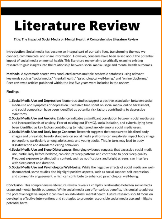 Sample of Literature Review Template
