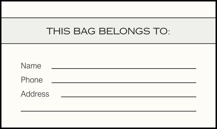 Sample of Luggage Tag Template