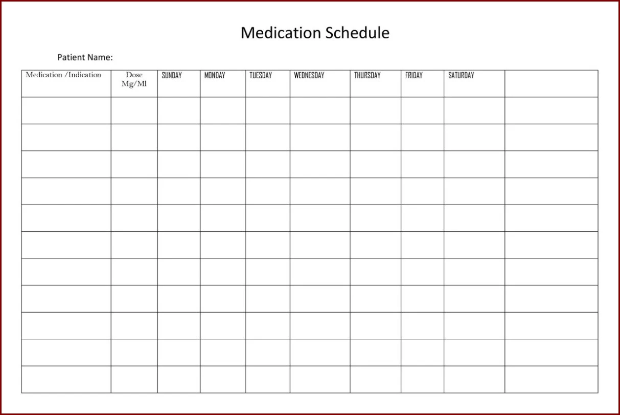 Sample of Medication Chart Template