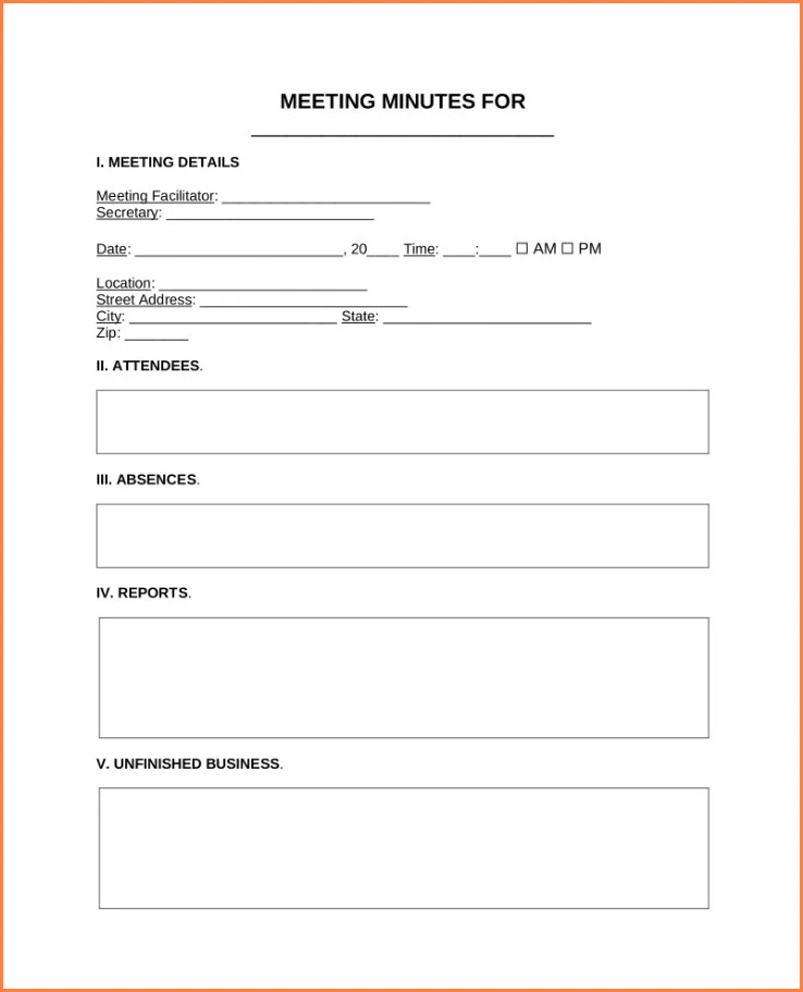 Sample of Meeting Minutes Template