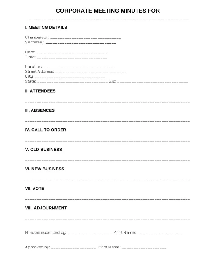 Sample of Meeting Summary Template