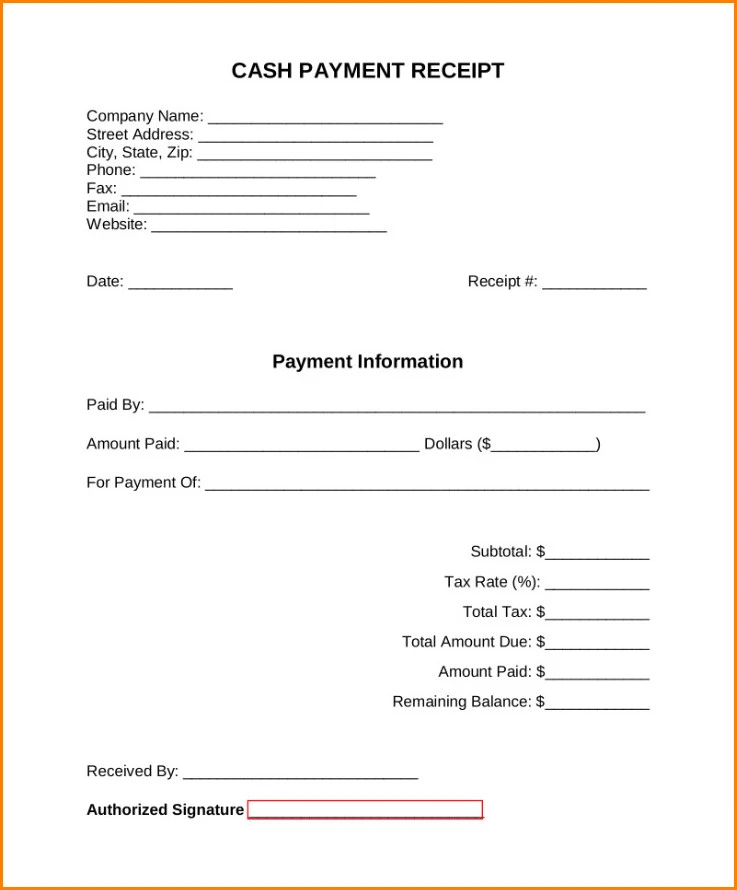 Sample of Money Receipt Template