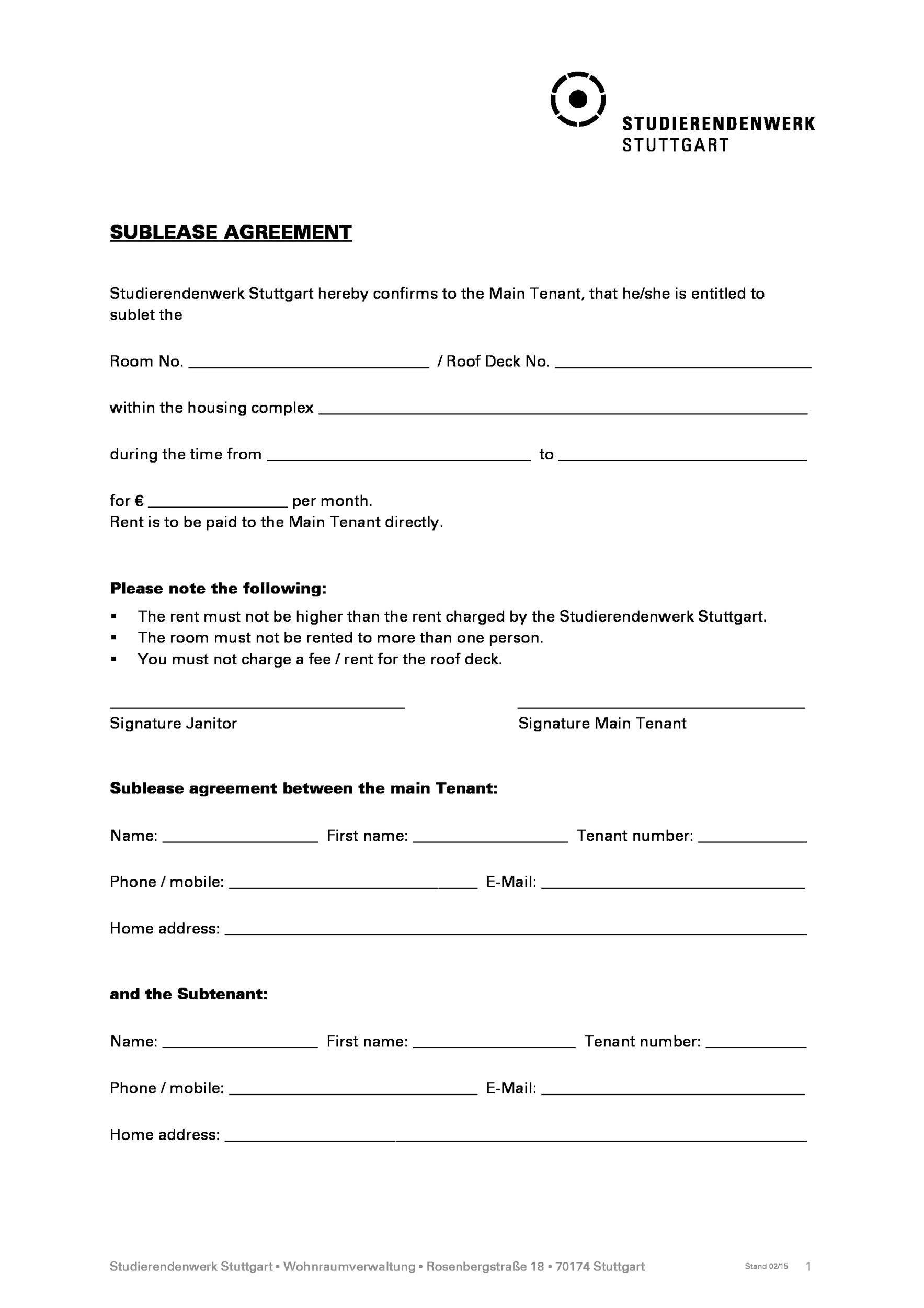 Sample of Office Sublease Agreement Template Sample of Office Sublease Agreement Template