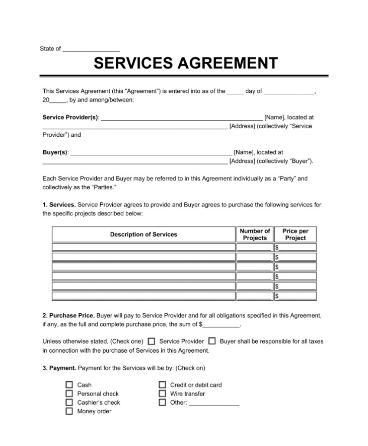 Sample of Service Agreement Template Sample of Service Agreement Template