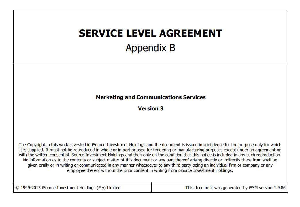 Sample of Service Level Agreement Template Sample of Service Level Agreement Template
