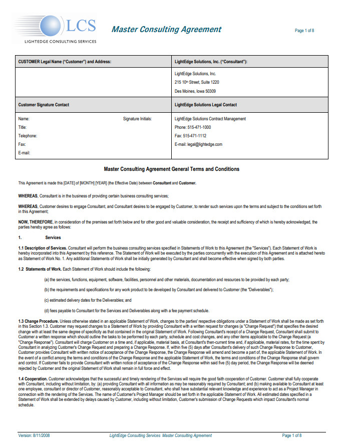 Sample of Short Consulting Agreement Template Sample of Short Consulting Agreement Template