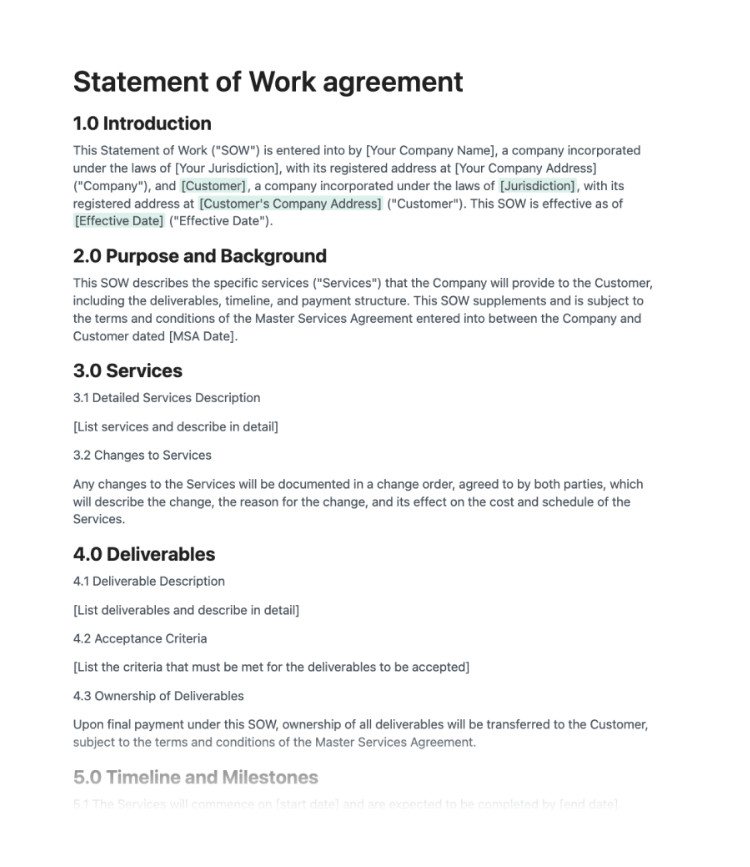 Sample of Statement of Work Template Sample of Statement of Work Template