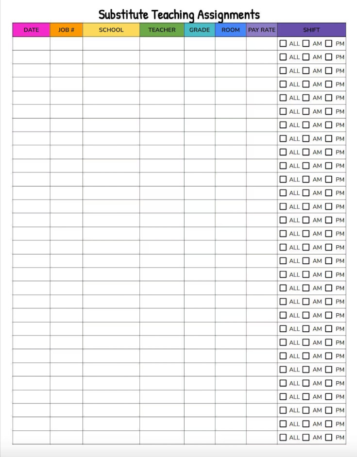 Sample of Substitute Teacher Checklist Template Sample of Substitute Teacher Checklist Template