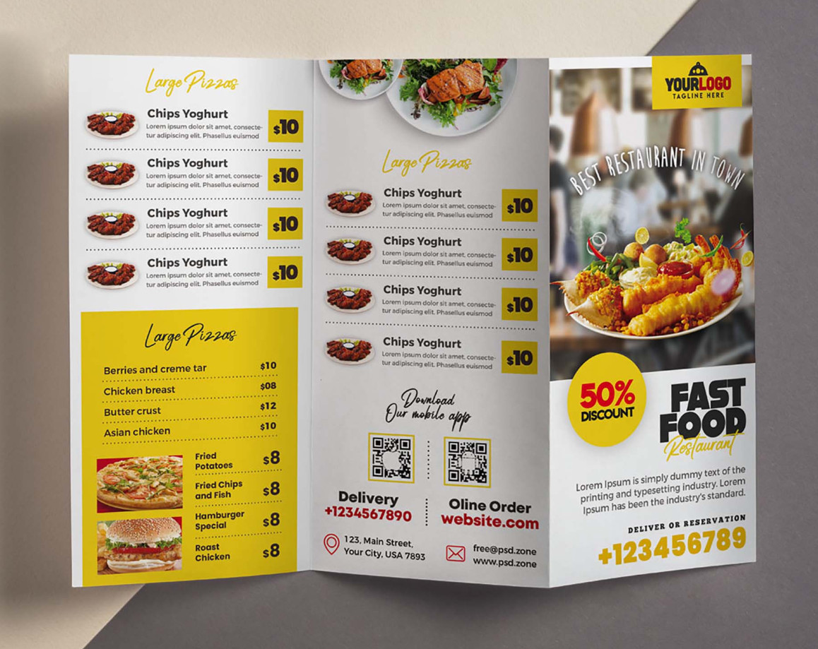 Sample of Tri Fold Menu Template