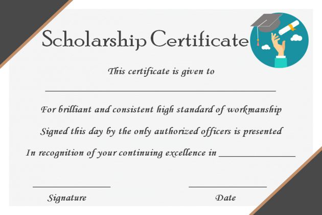 Scholarship Certificate Template Scholarship Certificate Template