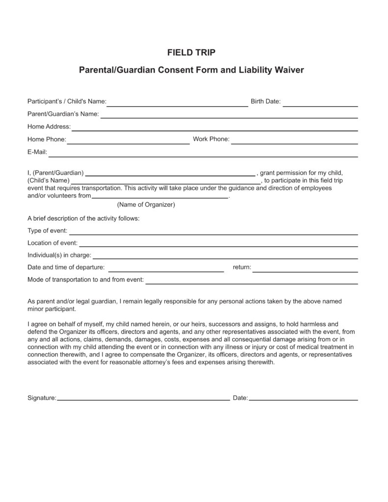 School Permission Slip Template