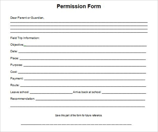 School Permission Slip Template