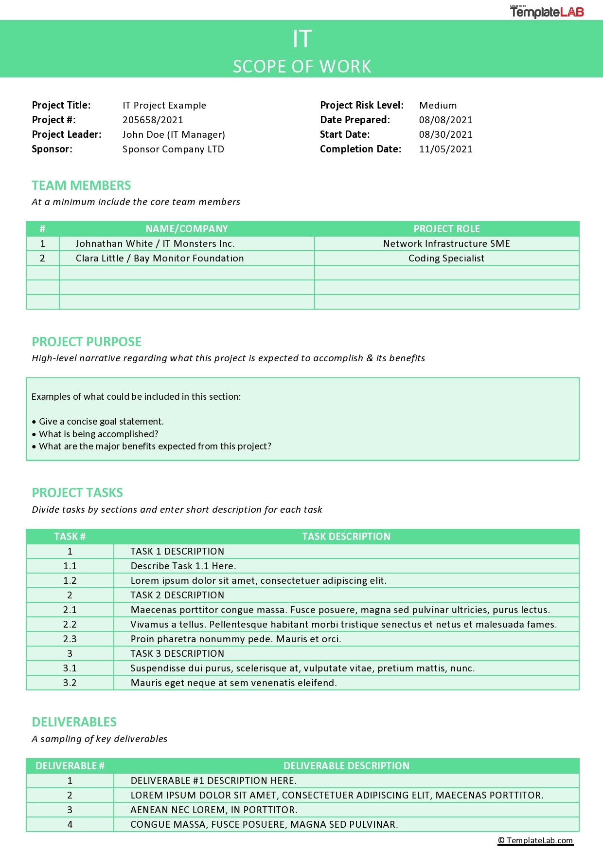 Scope of Work Template Scope of Work Template