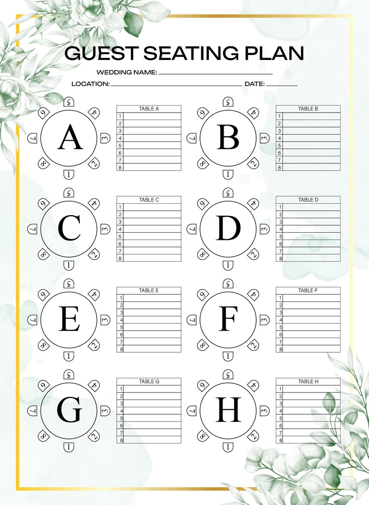 Seating Chart Template Example Seating Chart Template Example