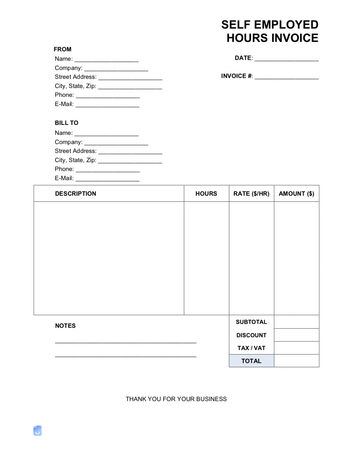 Self-employed Invoice Template Example Self-employed Invoice Template Example