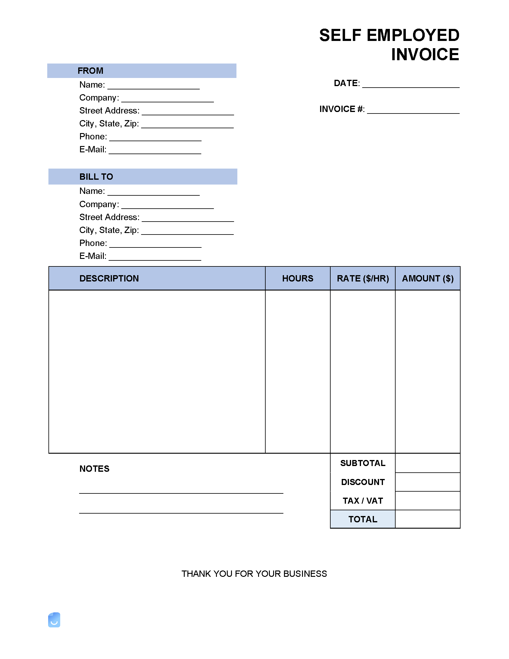 Self-employed Invoice Template Self-employed Invoice Template