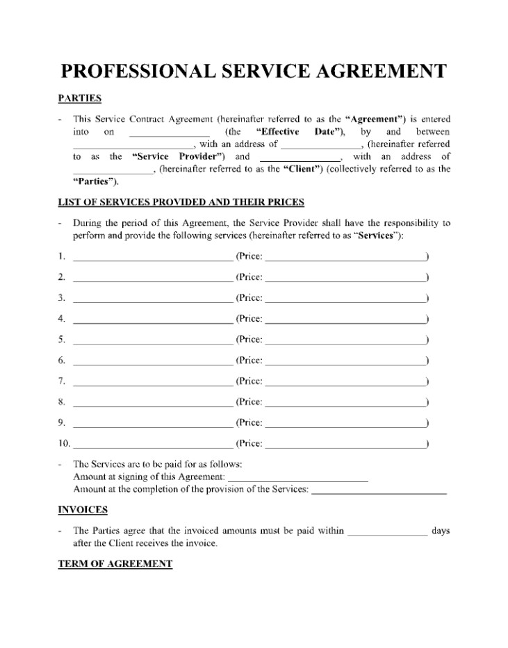 Service Agreement Template Example Service Agreement Template Example