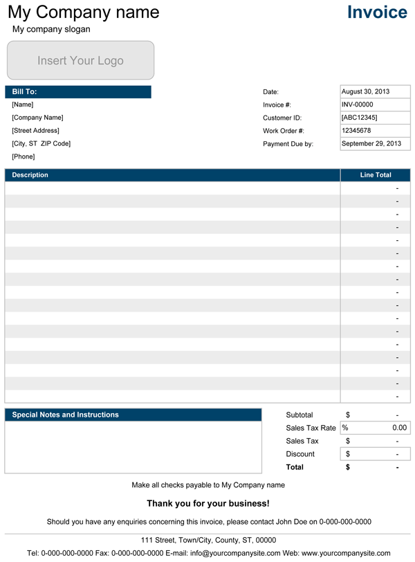 Service Invoice Template Sample Service Invoice Template Sample