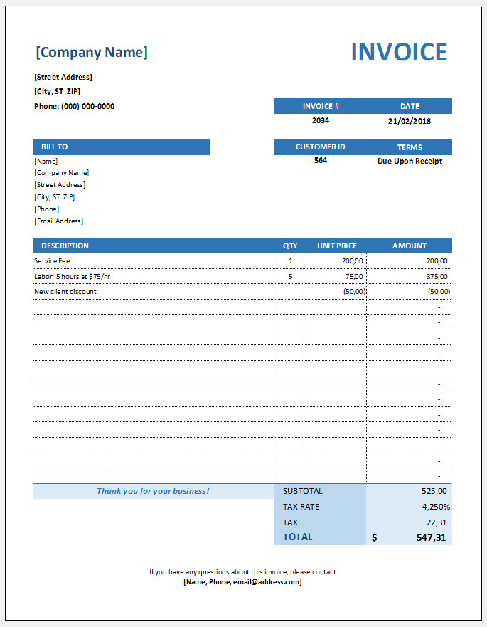 Service Invoice Template Service Invoice Template