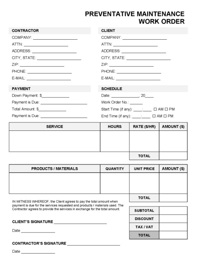 Service Order Template Sample Service Order Template Sample