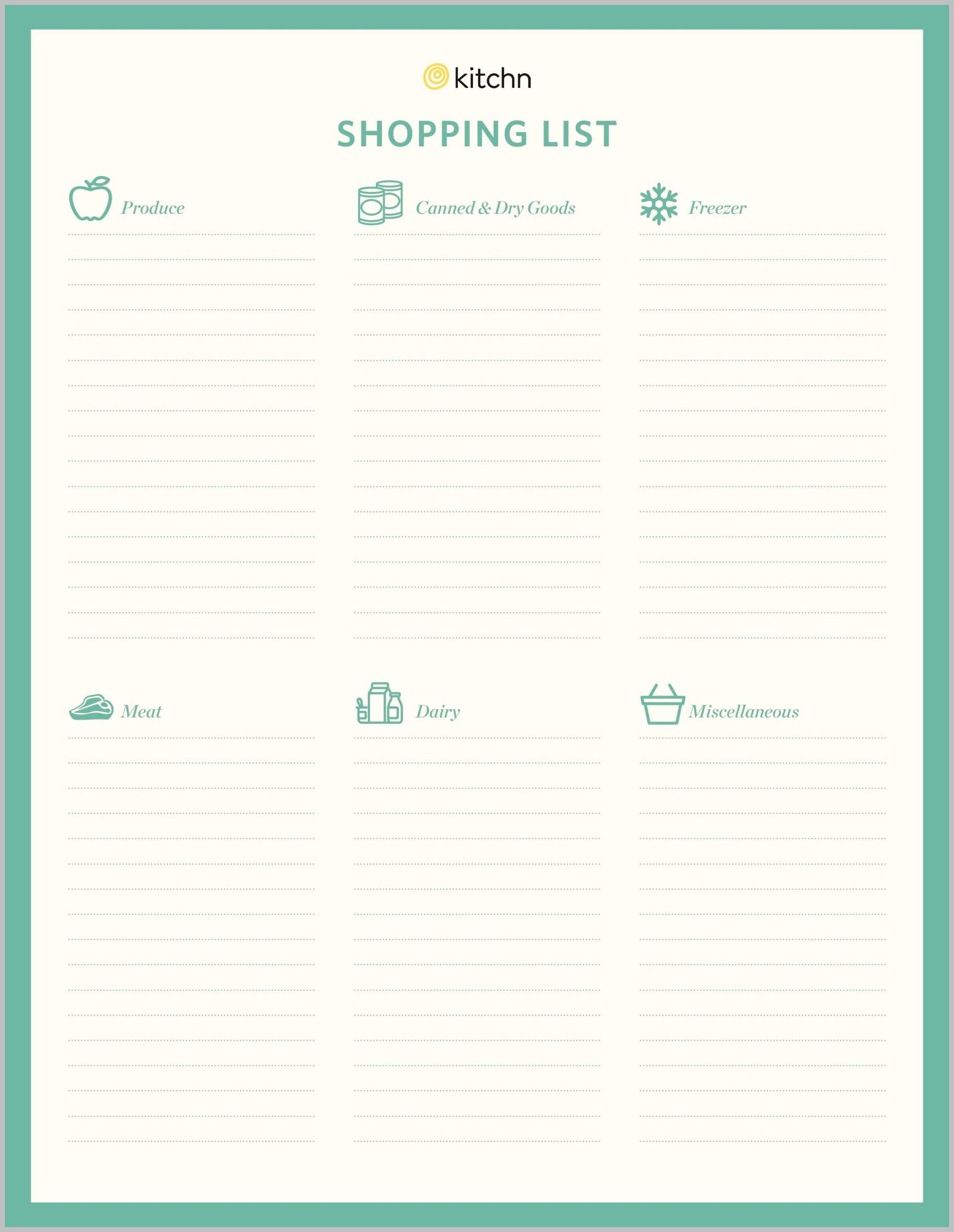 Shopping List Template Sample Shopping List Template Sample