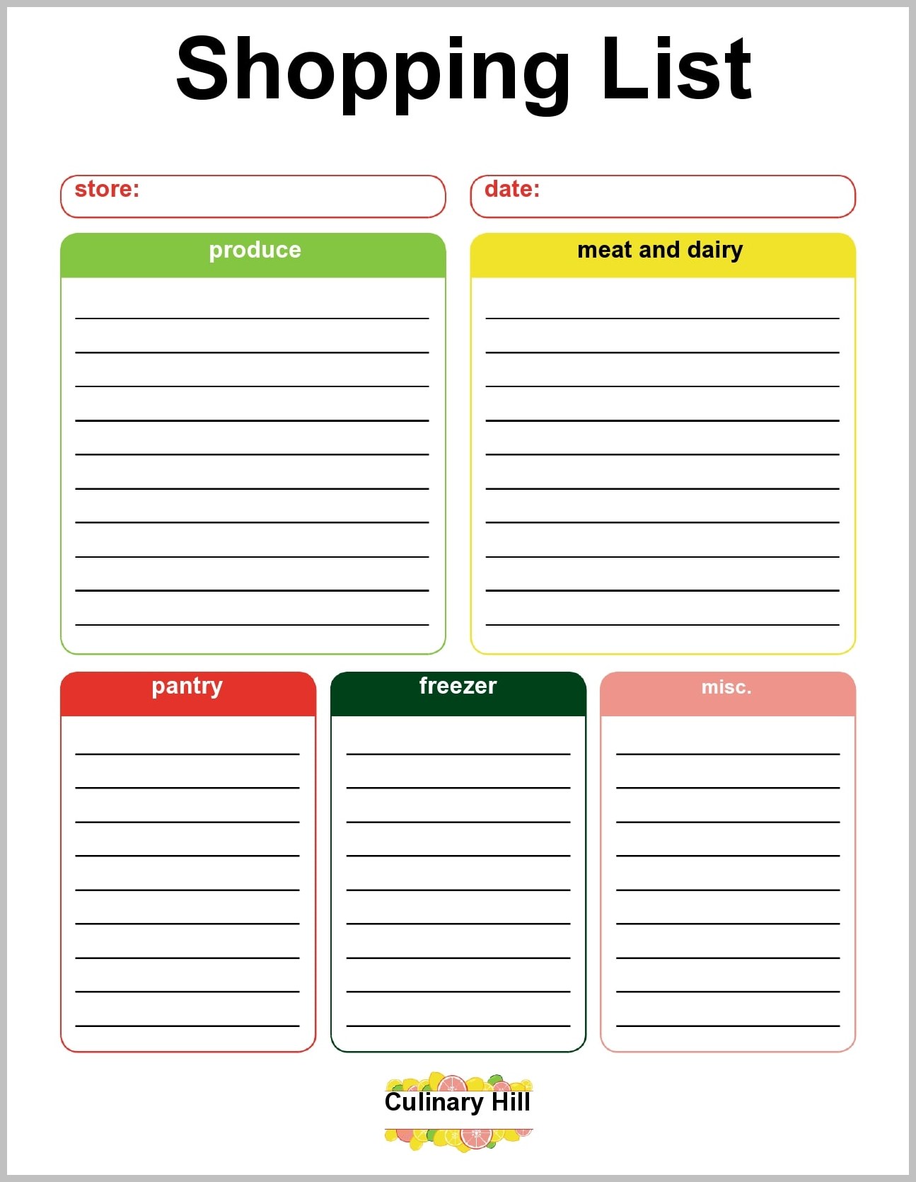 Shopping List Template Shopping List Template