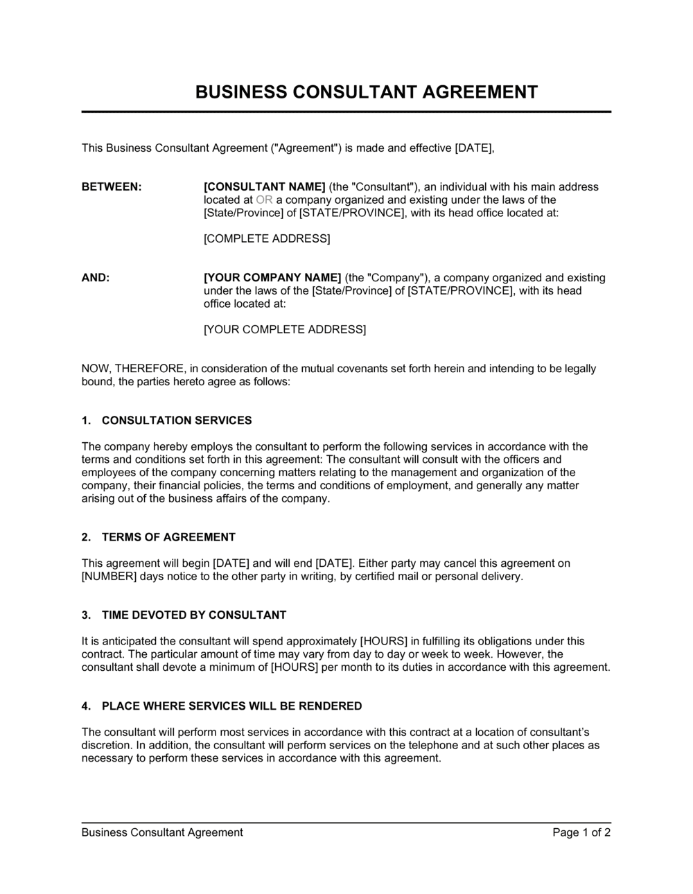 Short Consulting Agreement Template Example Short Consulting Agreement Template Example