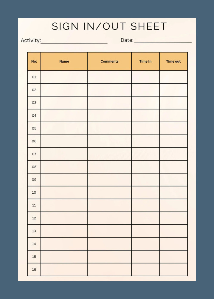 Sign-in Sign-out Sheet Template Example Sign-in Sign-out Sheet Template Example