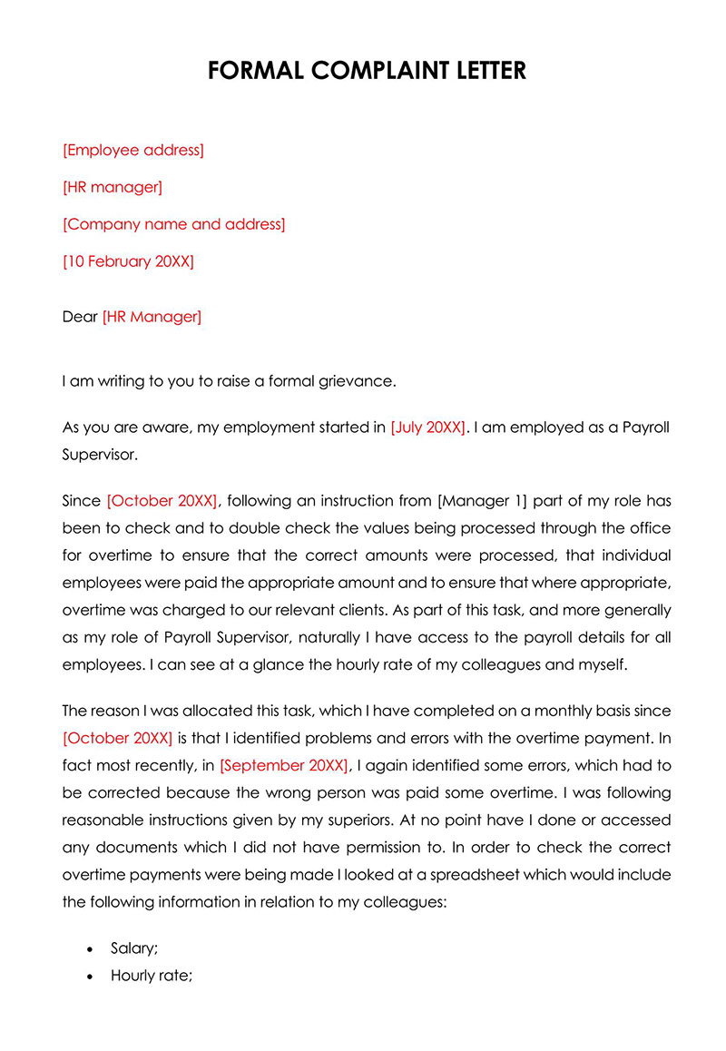 Simple Letter of Complaint Template Simple Letter of Complaint Template