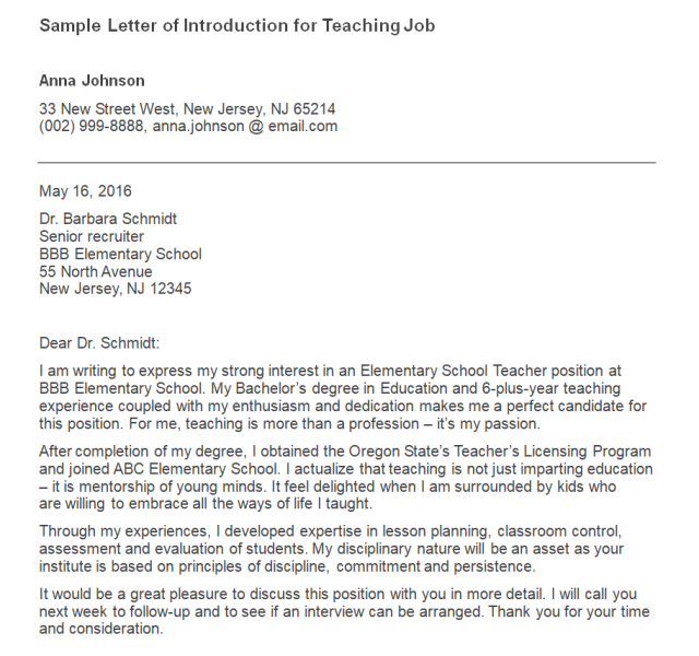Simple Letter of Introduction for Teacher Simple Letter of Introduction for Teacher