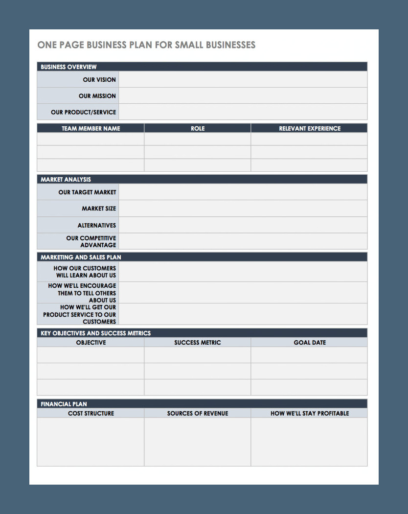 Small Business Plan Template Example Small Business Plan Template Example