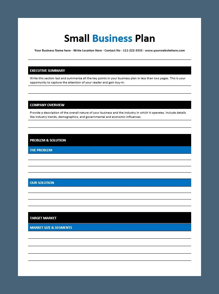 Small Business Plan Template Sample Small Business Plan Template Sample