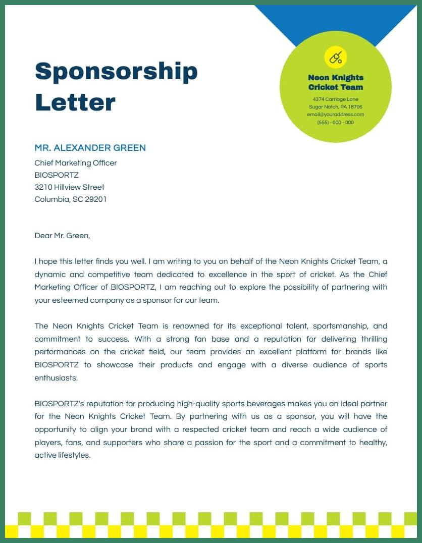 Sponsorship Letter Template Sponsorship Letter Template
