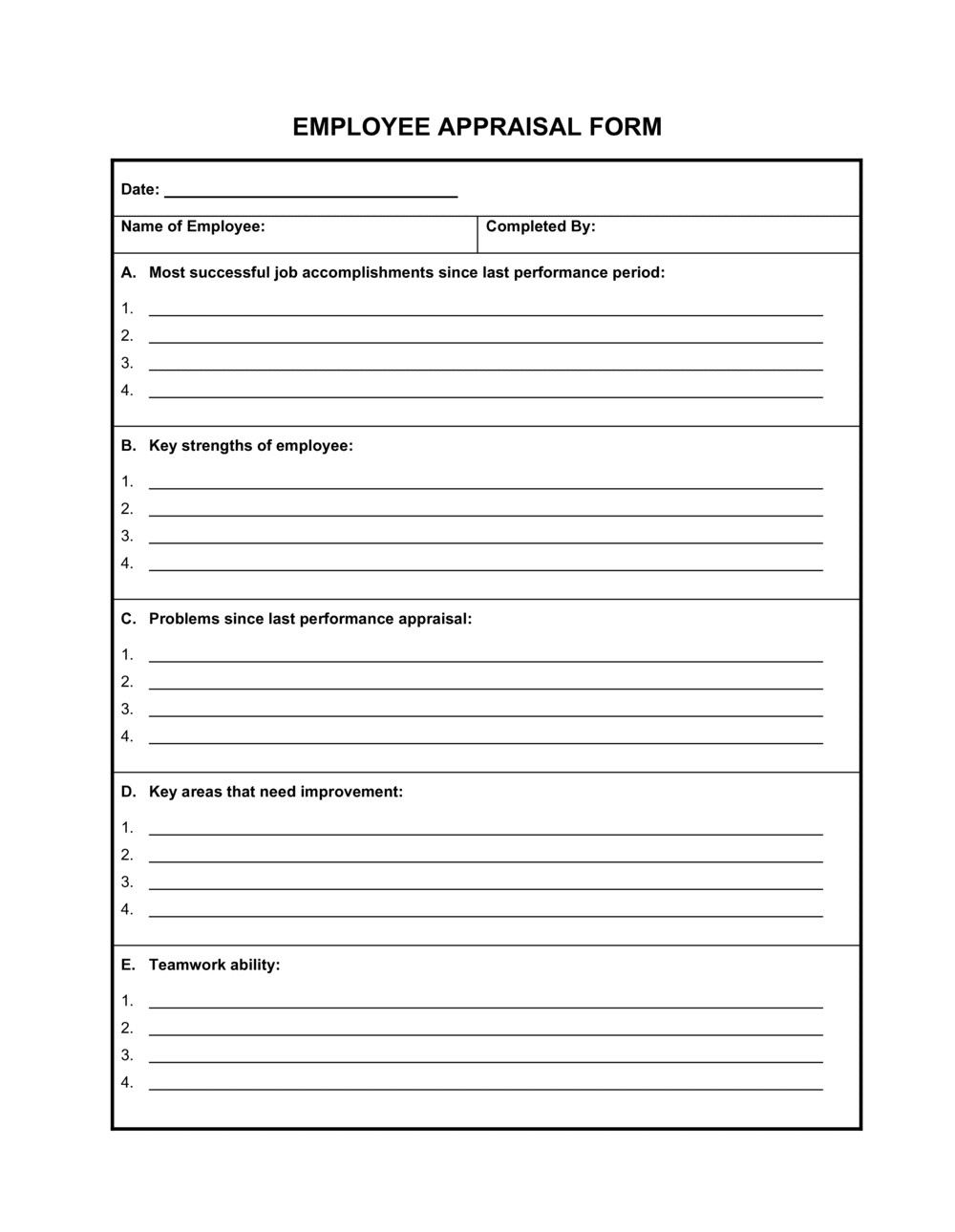 Staff Appraisal Template Sample Staff Appraisal Template Sample
