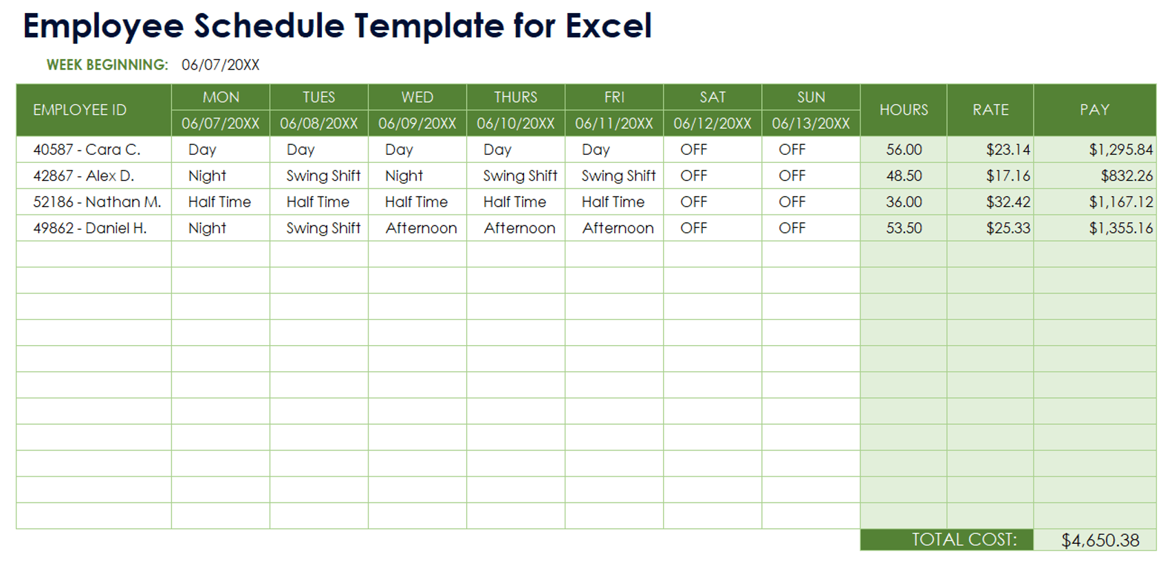 Staff Schedule Template Sample Staff Schedule Template Sample