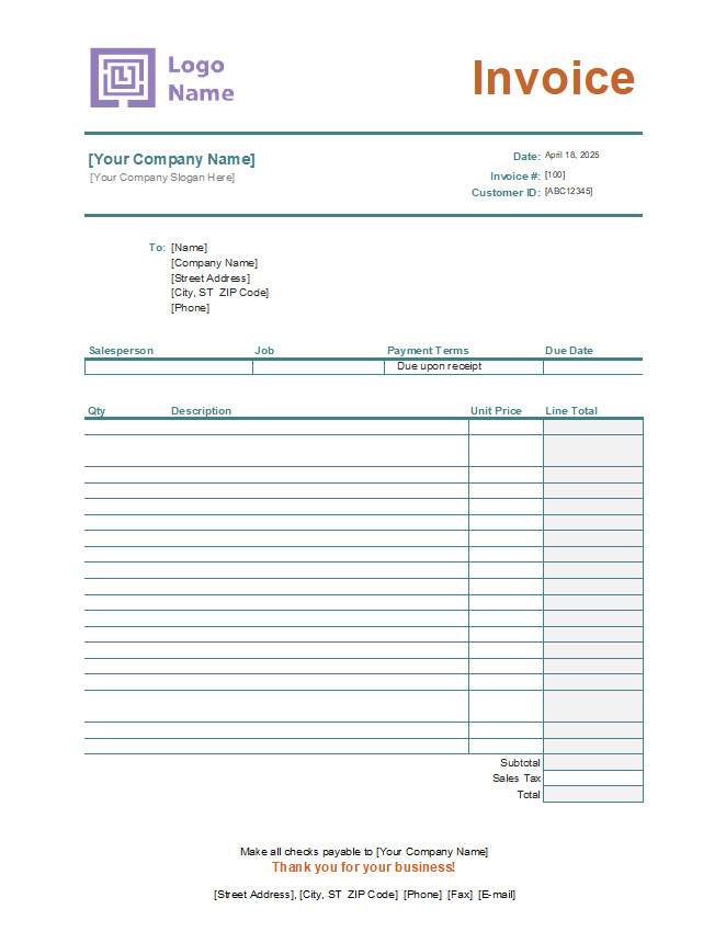 Standard Invoice Template