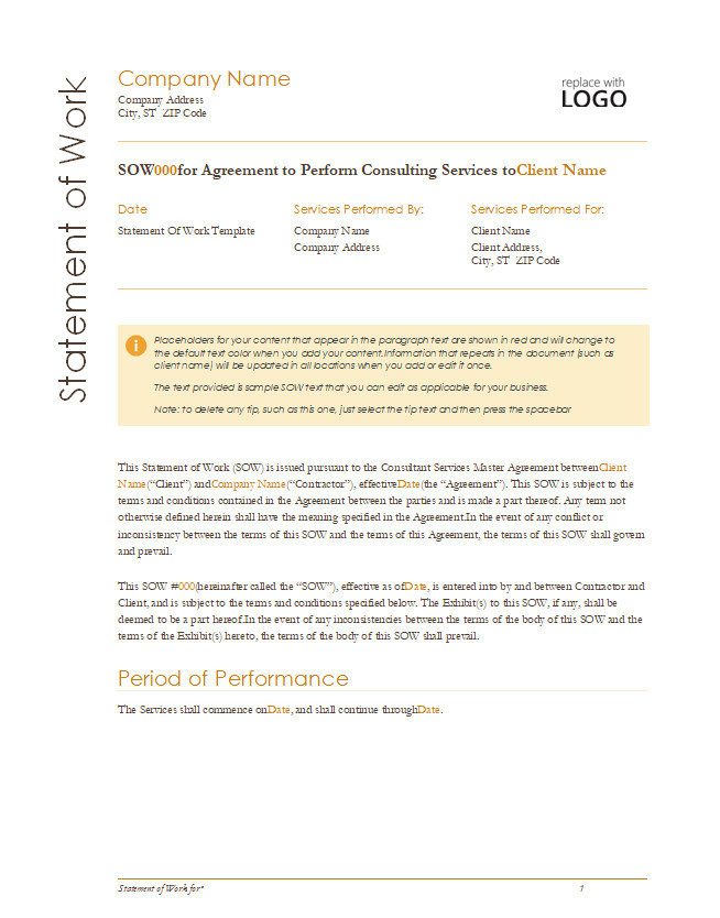 Statement of Work Template
