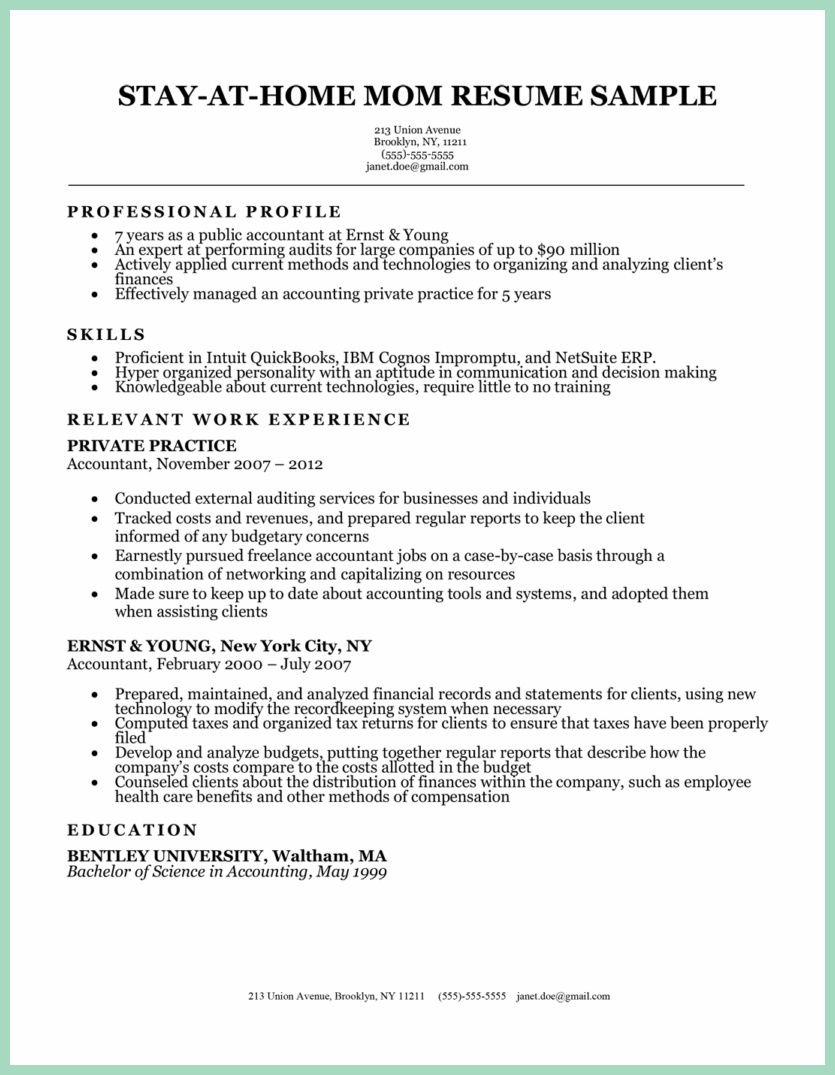 Stay-At-Home Mom Resume Template Stay-At-Home Mom Resume Template