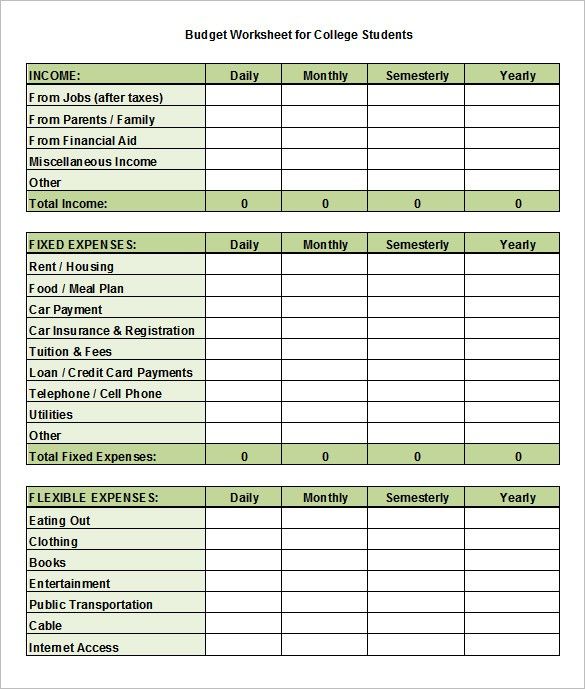 Student Budget Template Example Student Budget Template Example