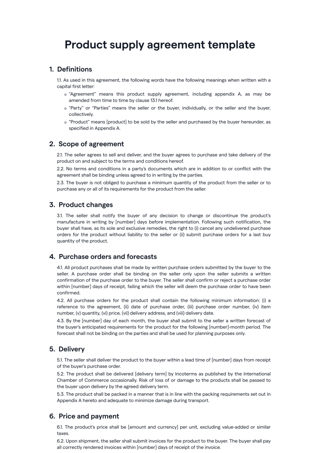 Customizable Supplier Agreement Template (Word)