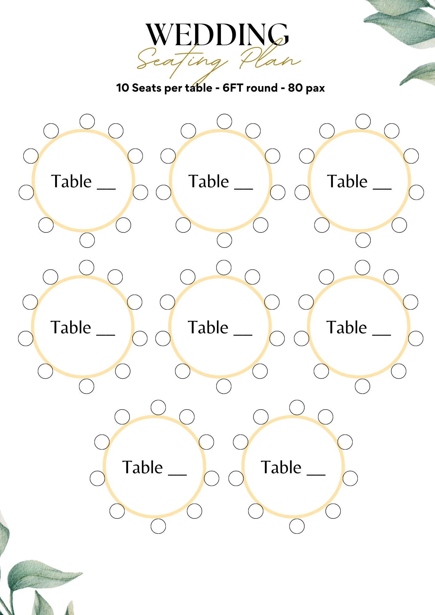 Table Seating Chart Template Table Seating Chart Template