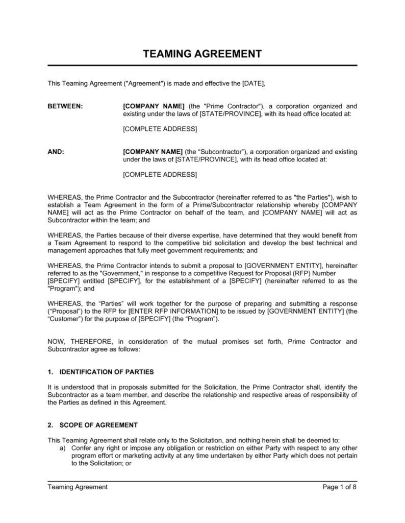 Team Contract Template