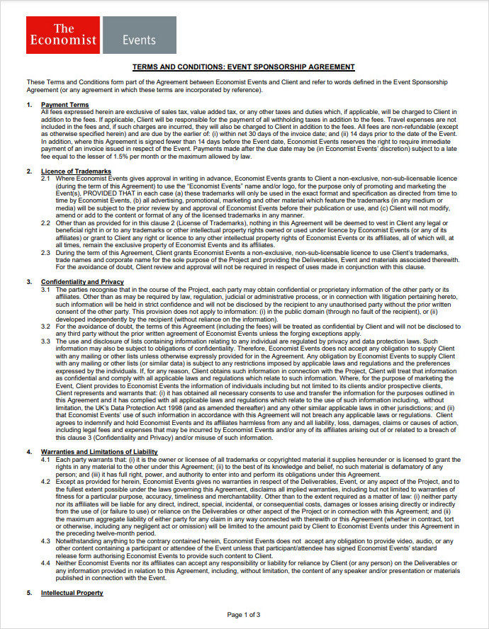 Terms and Conditions Sponsorship Template Terms and Conditions Sponsorship Template