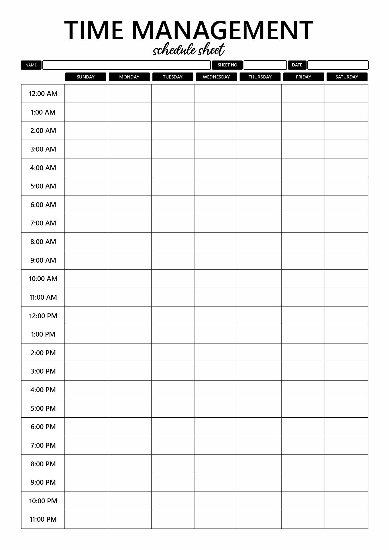 Time Management Template Simple Time Management Template