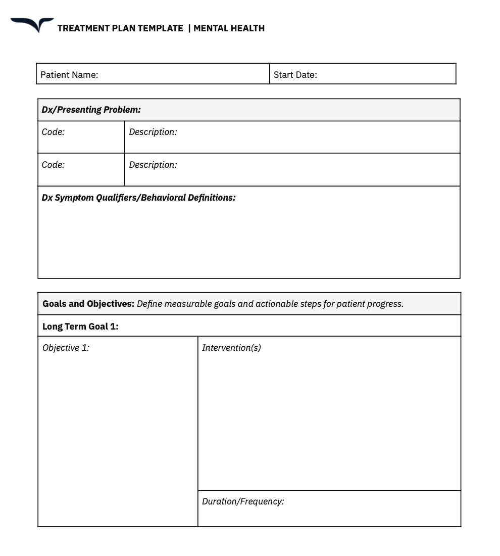 Treatment Plan Template Example Treatment Plan Template Example