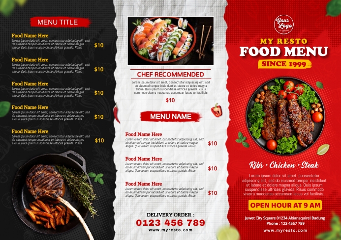 Tri Fold Menu Template Example Tri Fold Menu Template Example