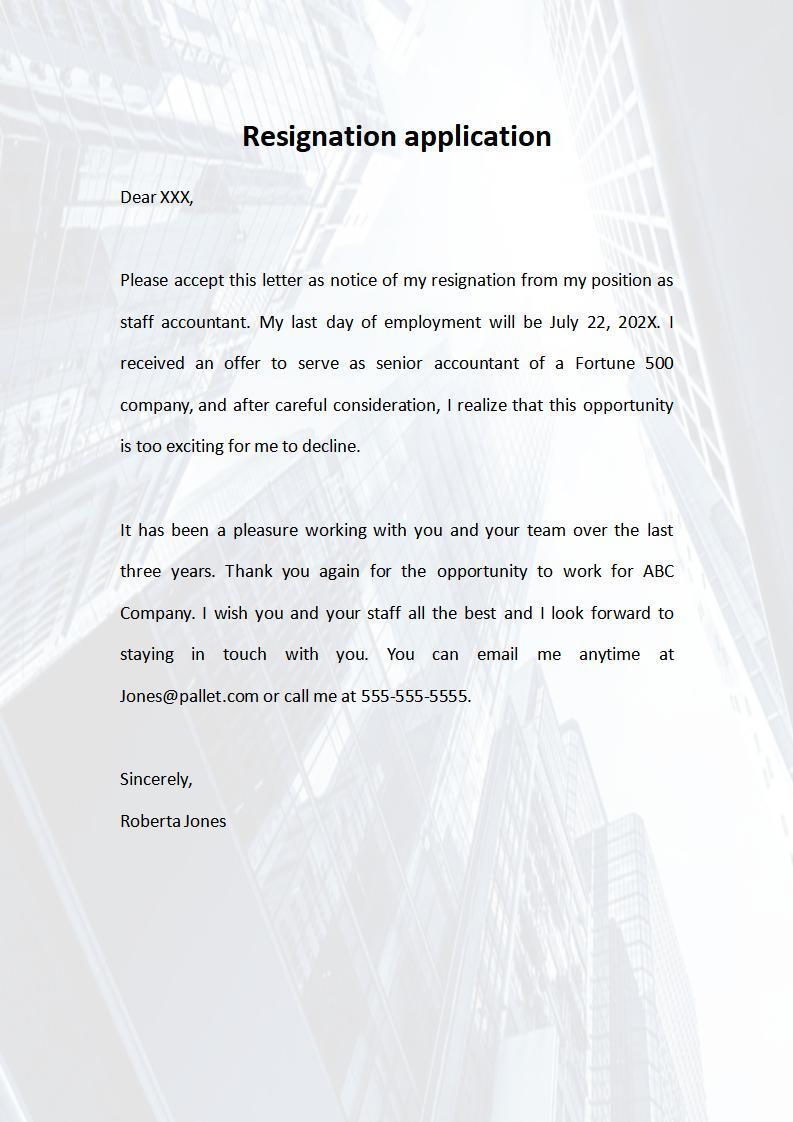 Two Weeks Notice Resignation Letter Template